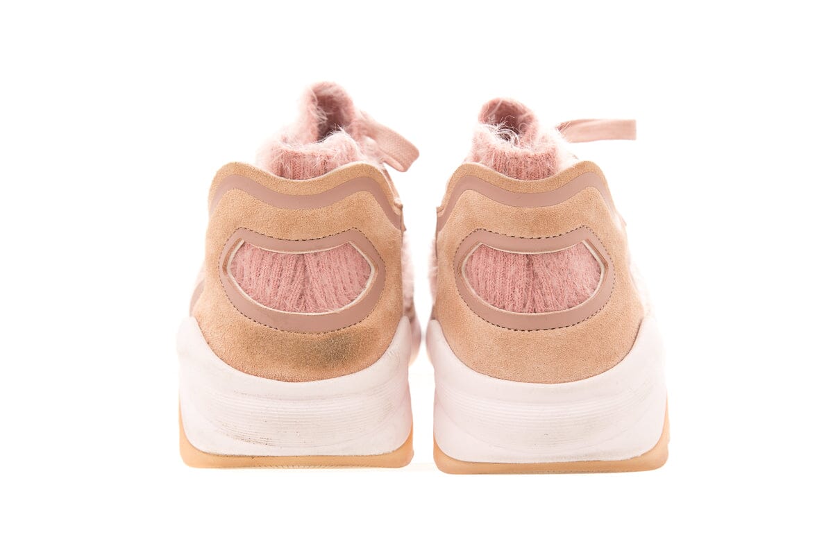 Chanel Pink Knit Fabric & CalfSkin Sneakers SZ 39