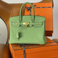 HM Birkin Nata Swift Green For Women Gold Toned Hardware 10in/25cm