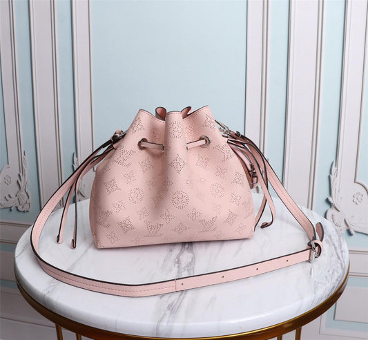 LV Bella Bucket Bag Mahina Magnolia Pink For Women, Womenâ€™s Handbags, Shoulder And Crossbody Bags 7.5in/22cm LV M57068