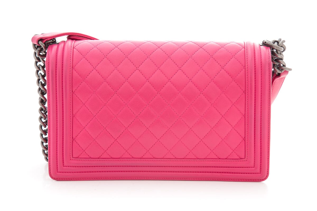 Chanel 2014 Hot Pink New Med Boy Bag Handbag