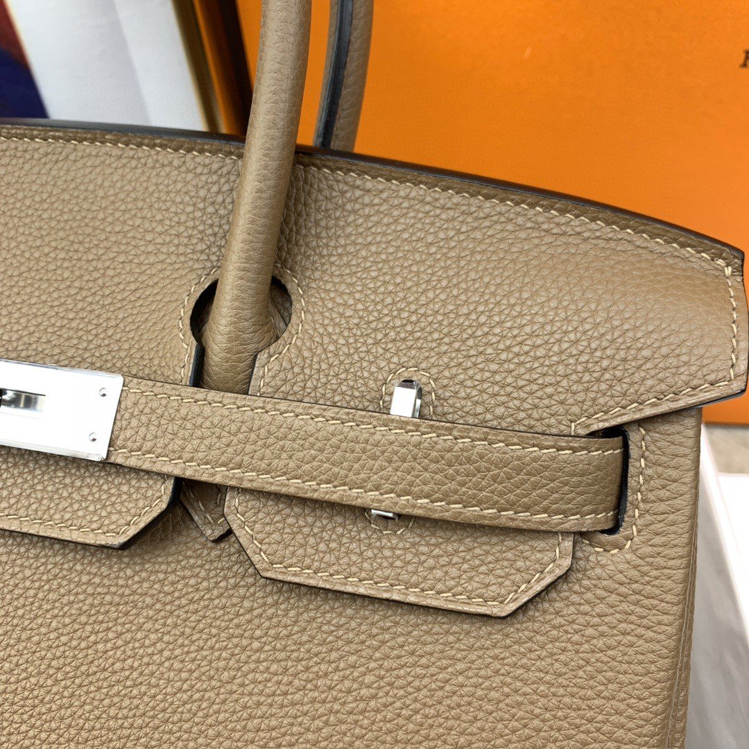 HM Birkin 30 Togo Etoupe Bag Silver Hardware For Women, Womenâ€™s Handbags 11.8in/30cm