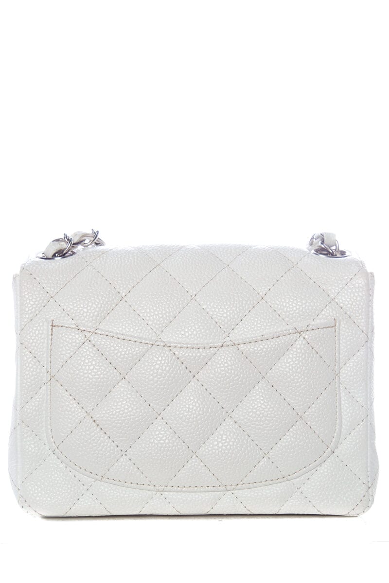 Chanel White Caviar Mini Flap SHW  Handbag