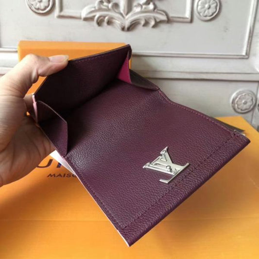 Louis Vuitton LockMe II Compact Wallet Taurillon Leather Prune<