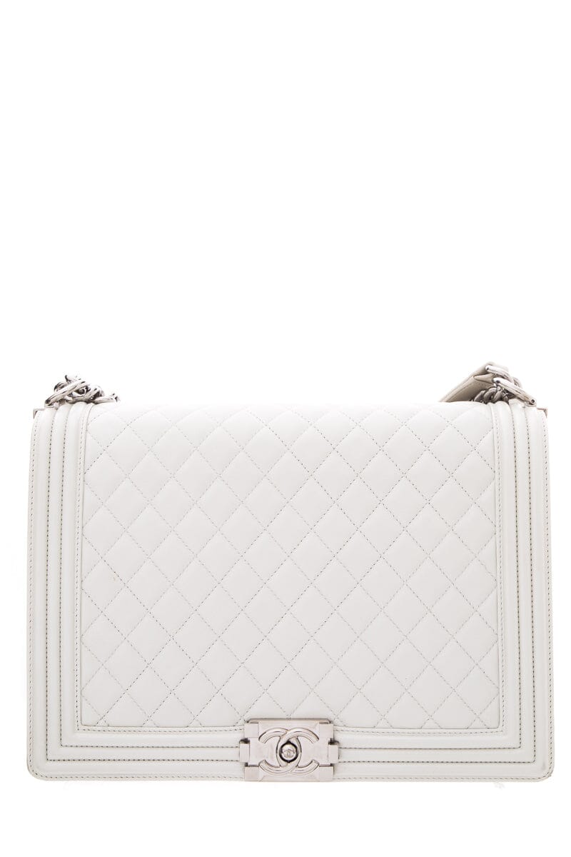 Chanel 2012 Limited Edition Iridescent White XL Boybag