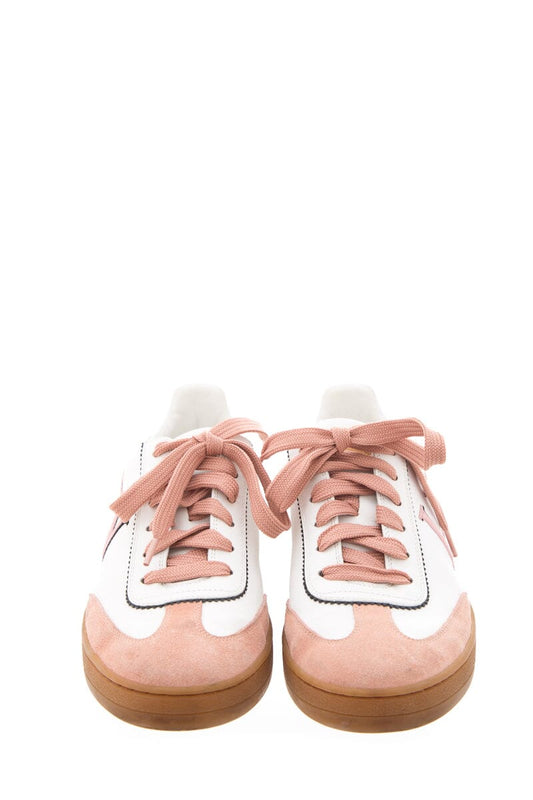 Louis Vuitton Frontrow White & Pink Calfskin Leather Sneakers SZ 38