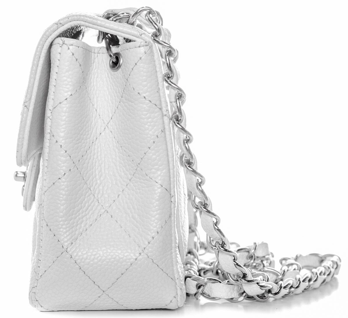 Chanel White Caviar Mini Flap SHW  Handbag