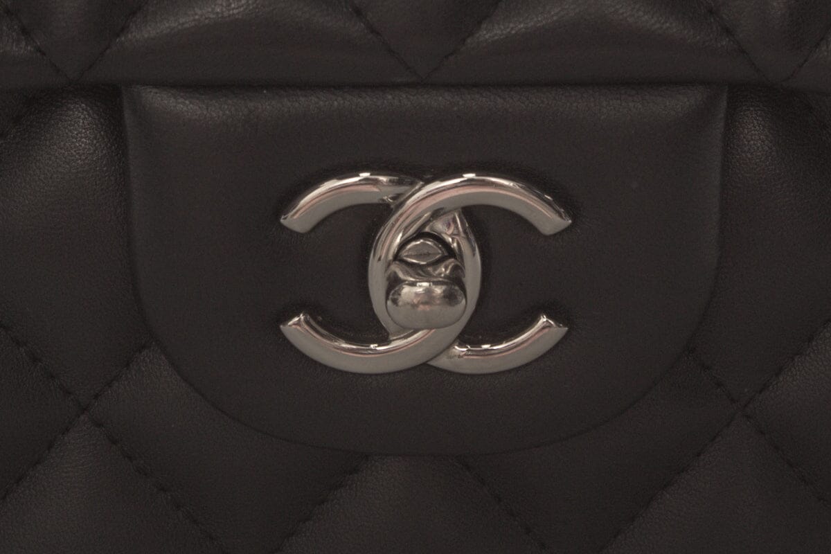 Chanel Black Jumbo Lambskin Double SHW  Handbag