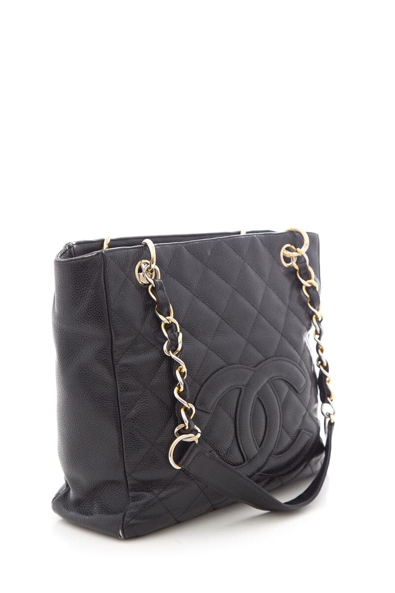 Chanel Vintage Black Caviar Petite Shopping Tote