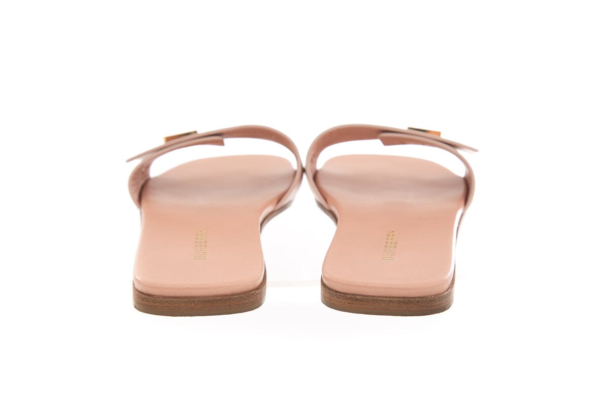 Burberry Sloane Pink Leather Slides SZ 38.5