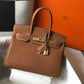 HM Birkin Brown Epsom Gold Hardware Bag For Women, Handbags, Shoulder Bags 30cm/12in