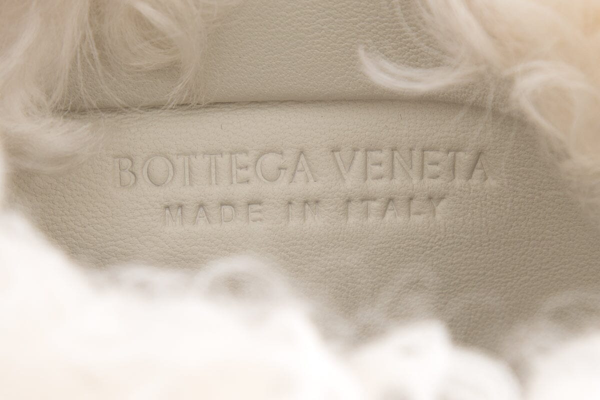 Bottega Veneta Ivory Shearling Chain Pouch Handbag