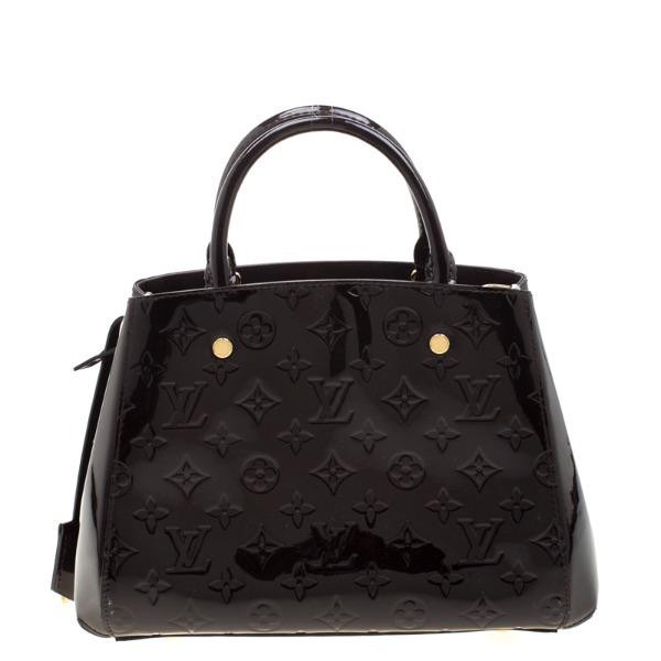 Louis Vuitton Montaigne BB Tote Bag Monogram Vernis Black