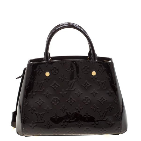 Louis Vuitton Montaigne BB Tote Bag Monogram Vernis Black