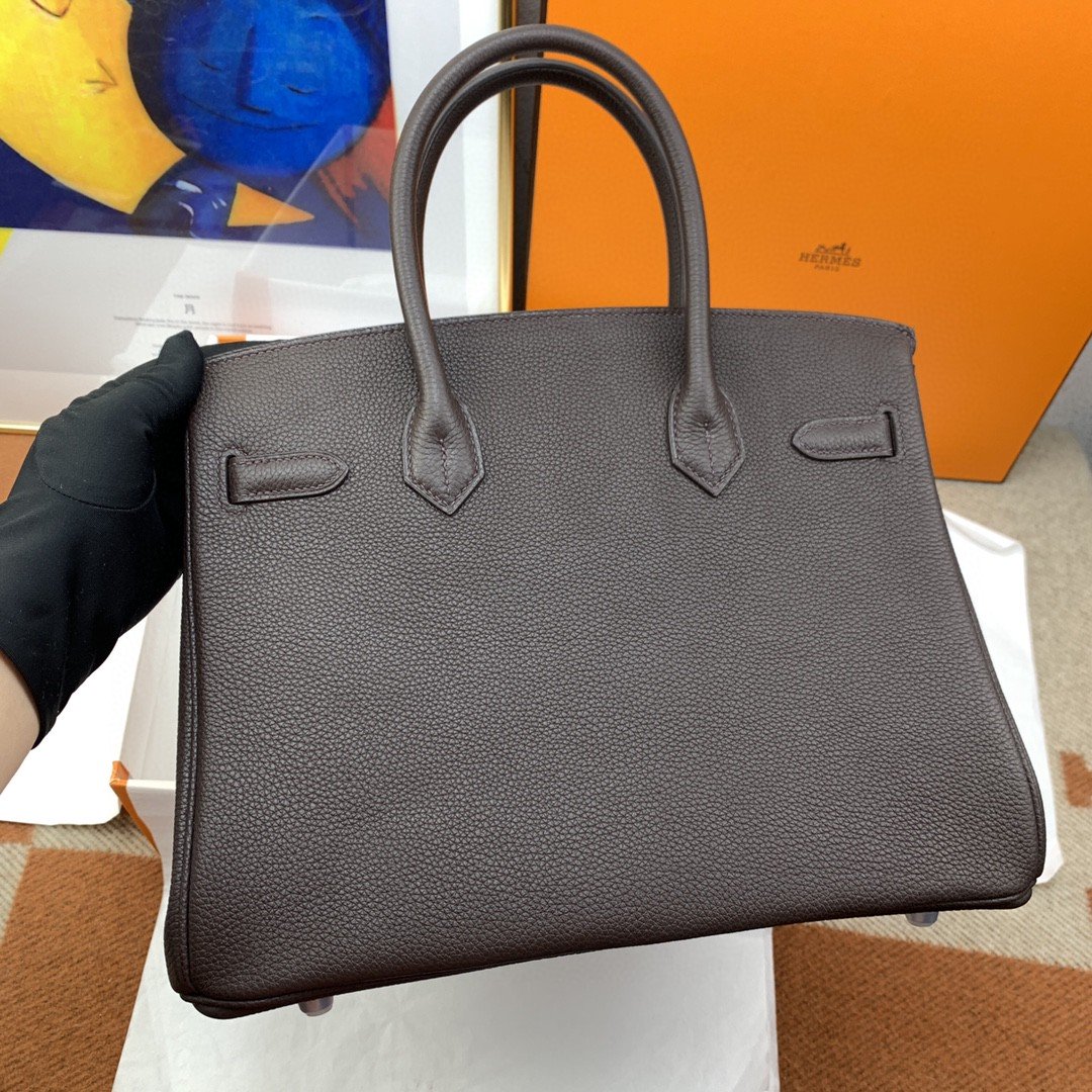 HM Birkin 30 Togo Dark Grey Bag Silver Hardware For Women, Womenâ€™s Handbags 11.8in/30cm