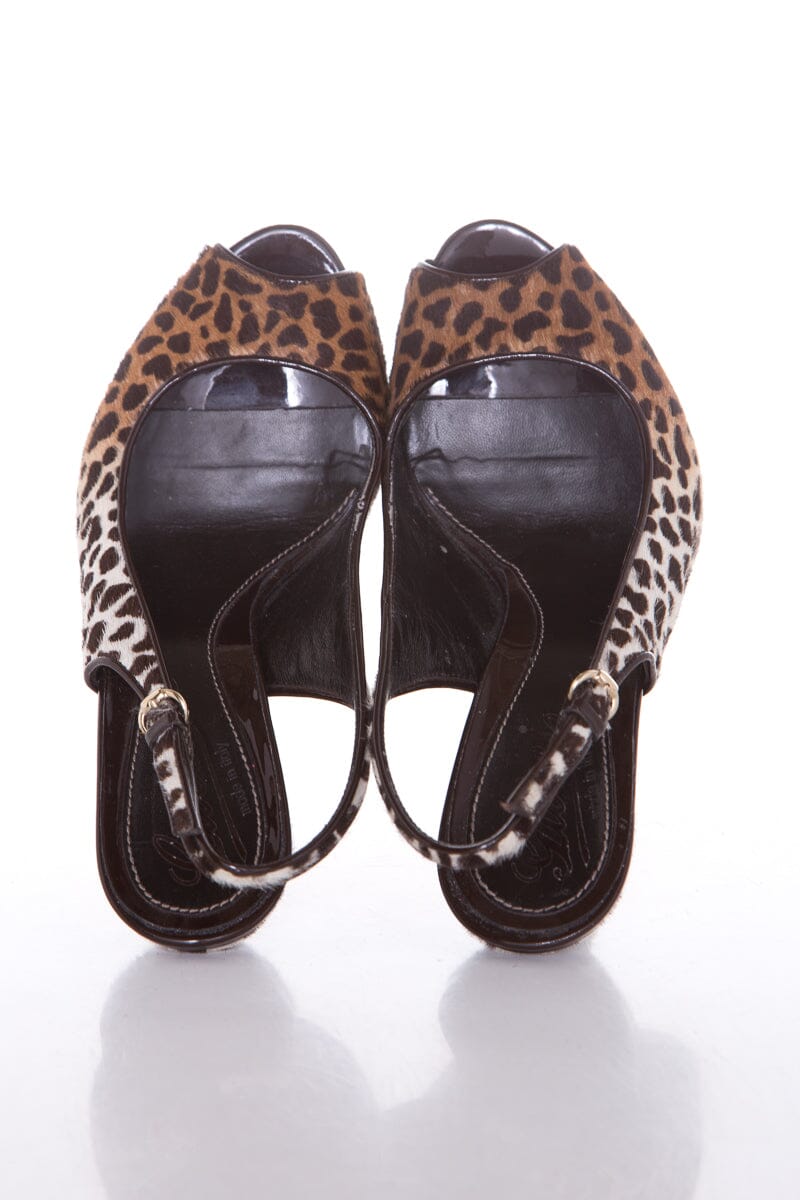 Gucci Cheetah Pony Hair Slingbacks SZ 36