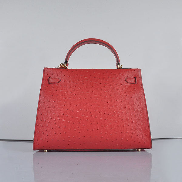 Hermes Kelly 32cm Ostrich Vein 6108 Red Golden