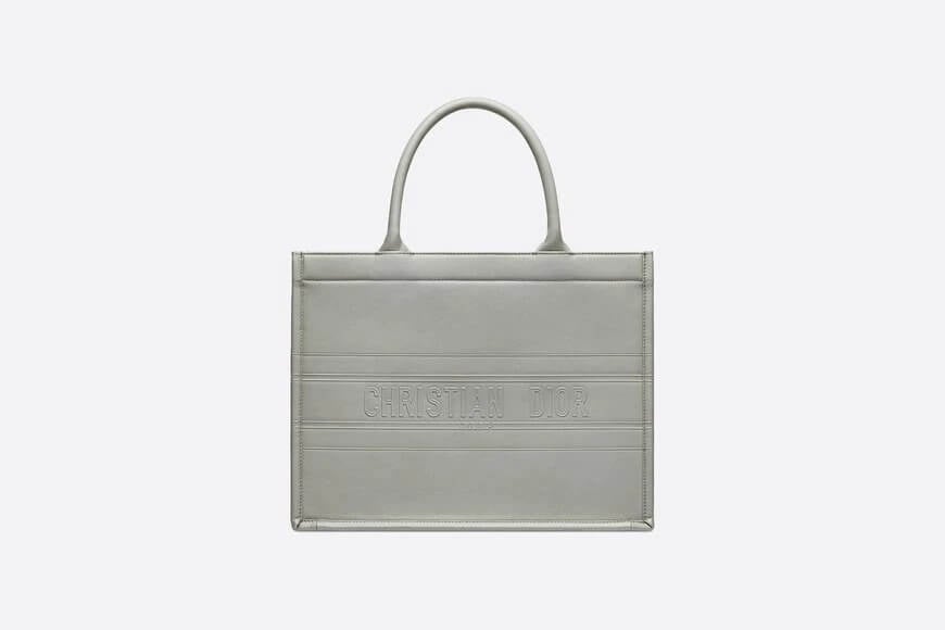 Small Christian Dior Book Tote Gray Calfskin