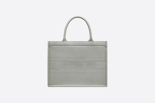 Small Christian Dior Book Tote Gray Calfskin