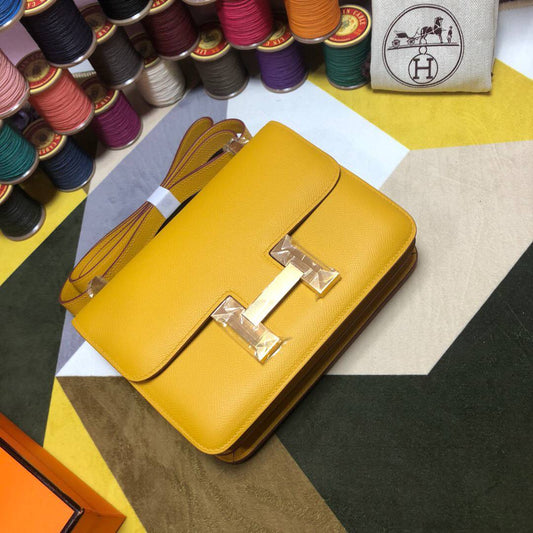 HM Constance 23 Epsom Yellow For Women, Womenâ€™s Handbags, Shoulder Bags 9.4in/23cm