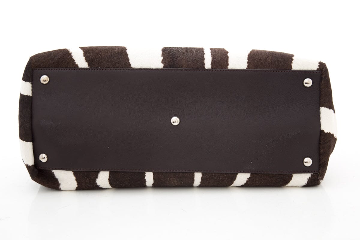 Fendi Brown & White Zebra Print Ponyhair Peak-A-Boo