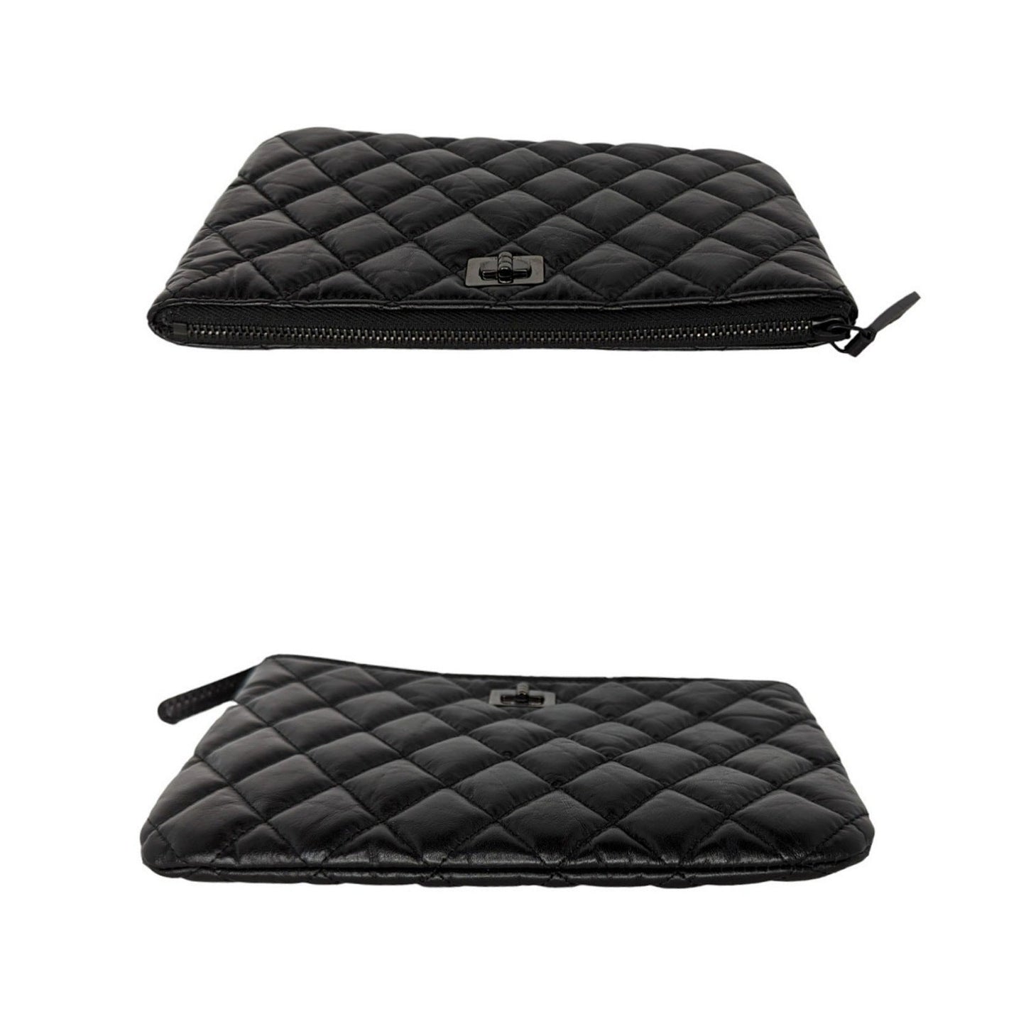 Chanel bags Black Aged Calfskin O Case 2.55 Reissue Pouch