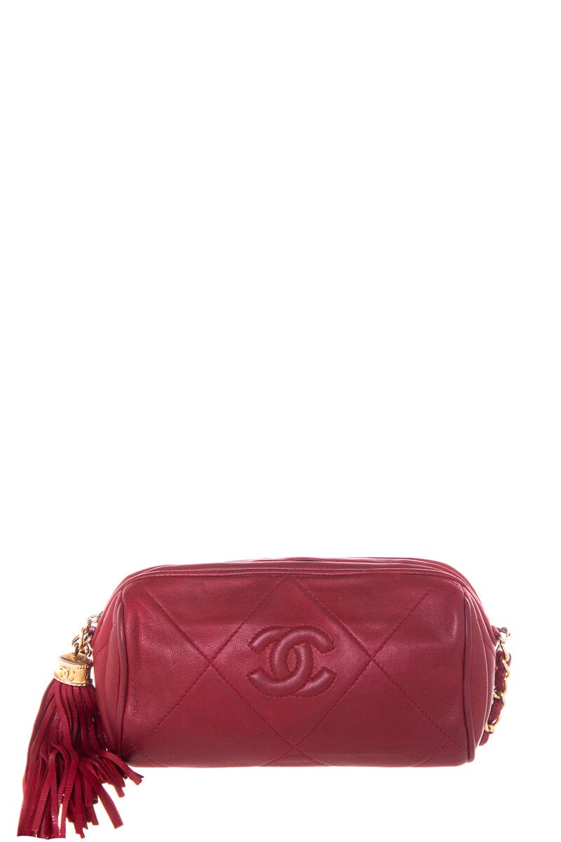 Chanel Vintage Red Leather Crossbody Handbag