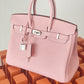 HM Birkin Nata Swift Pink For Women Silver Toned Hardware 10in/25cm