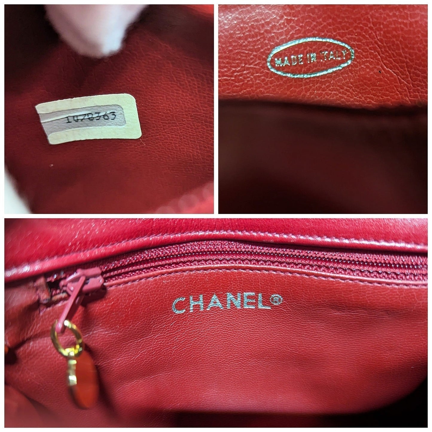 Chanel 90s Red Lambskin Quilted Mini CC Flap Messenger