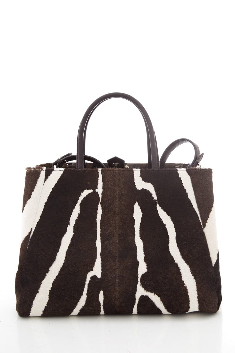 Fendi Brown & White Zebra Print Ponyhair Peak-A-Boo