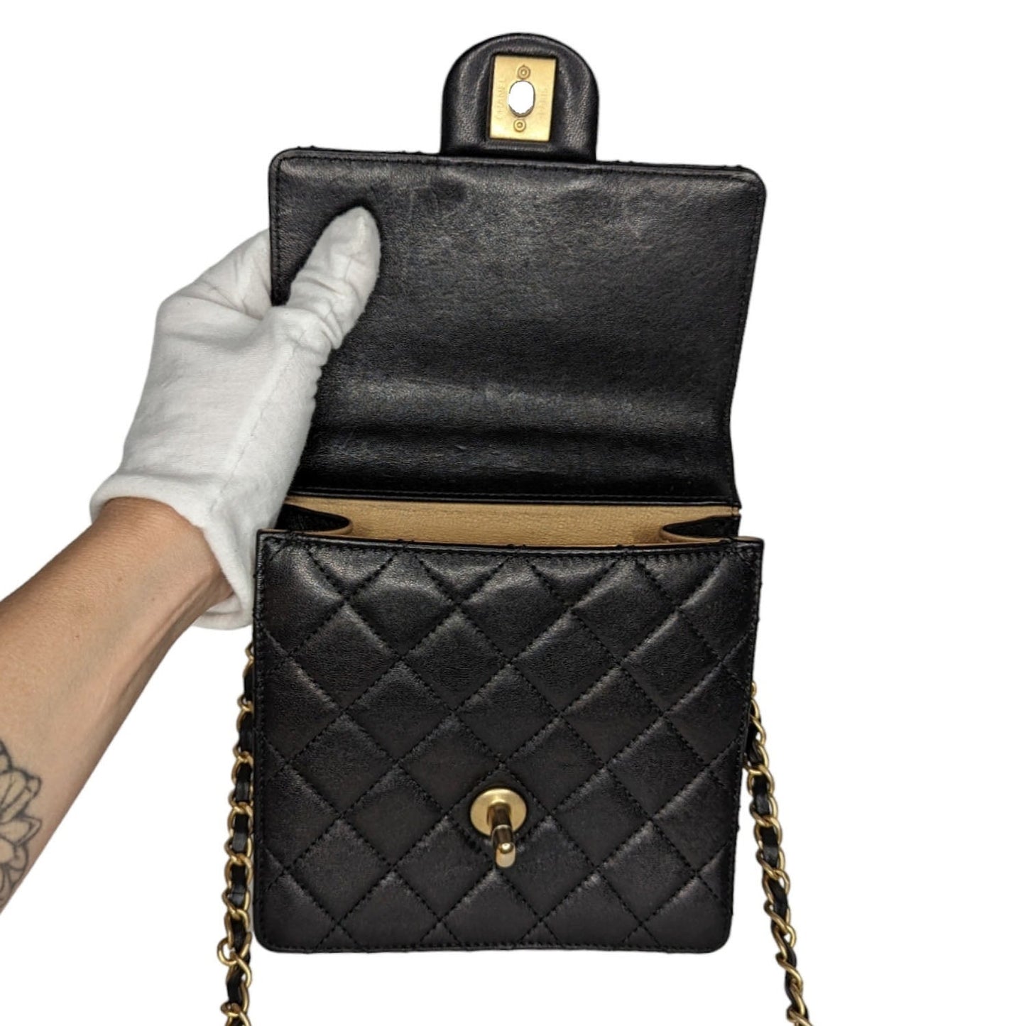 Chanel Small Goatskin Quilted Chic Pearls Crossbody Flap