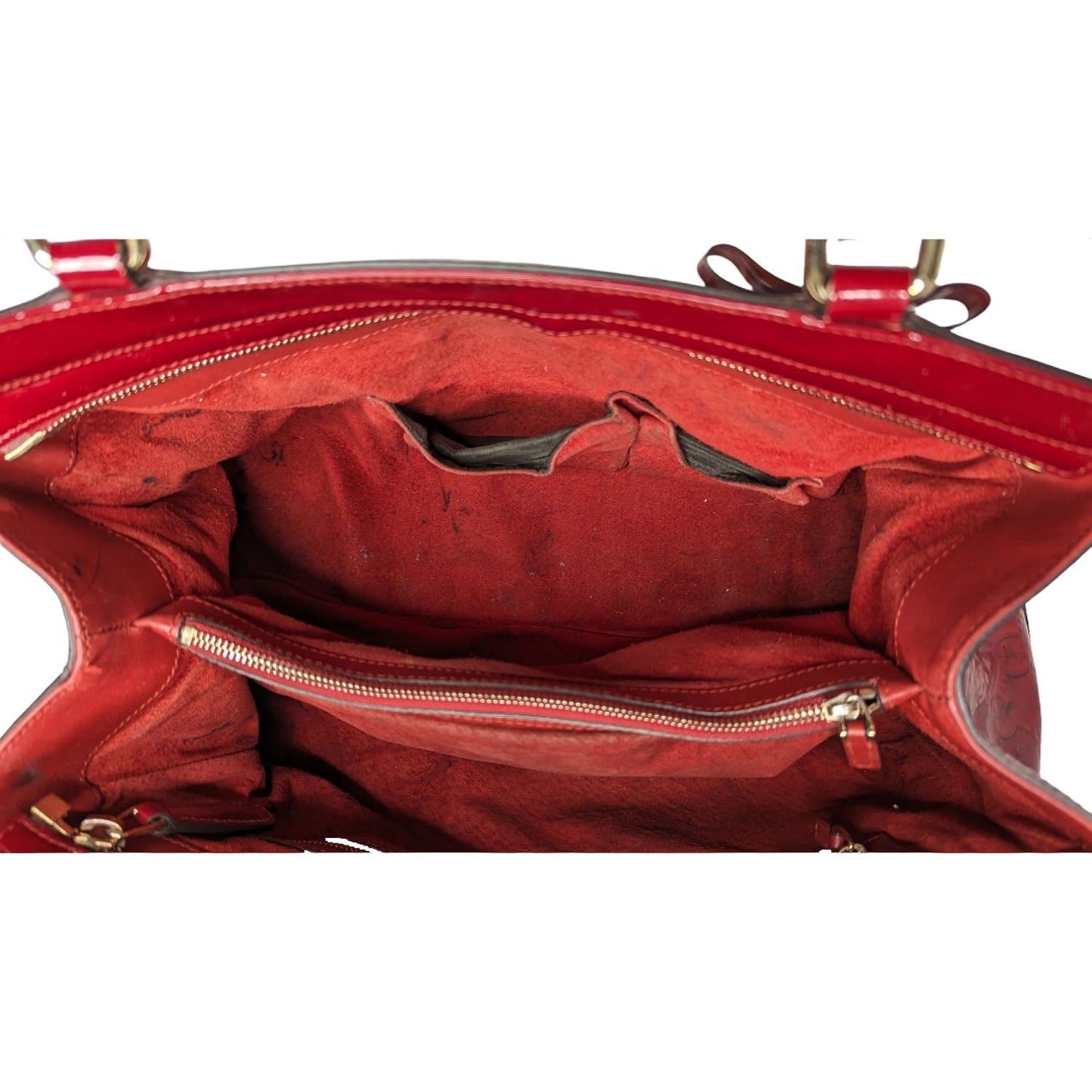 Gucci Patent Guccissima Medium Mayfair Tote Red