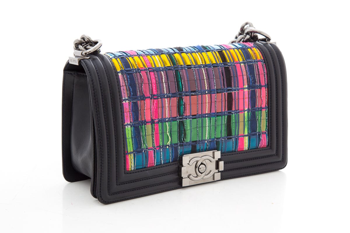 Chanel Navy Lambskin &  Pink Multi Media Detail Medium Boybag