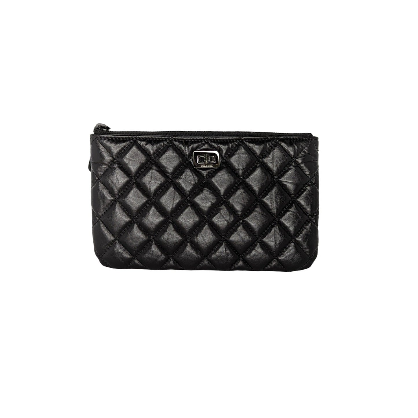 Chanel bags Black Aged Calfskin O Case 2.55 Reissue Pouch