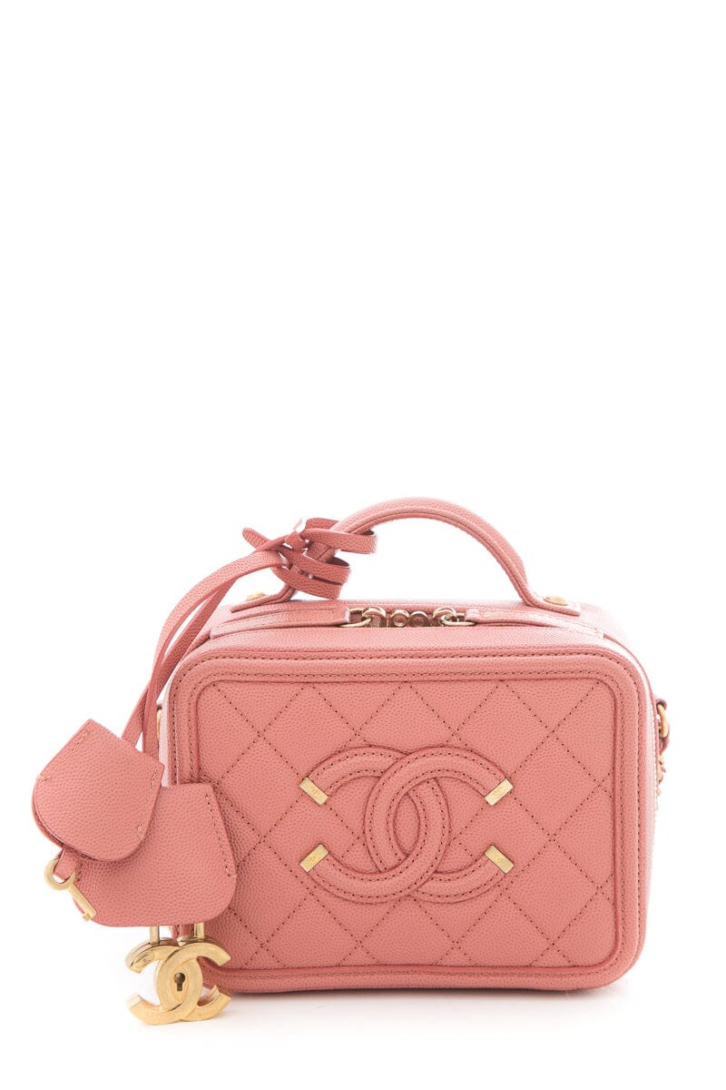 Chanel Vanity Case 2way Calfskin Leather Pink Shoulder Handbag