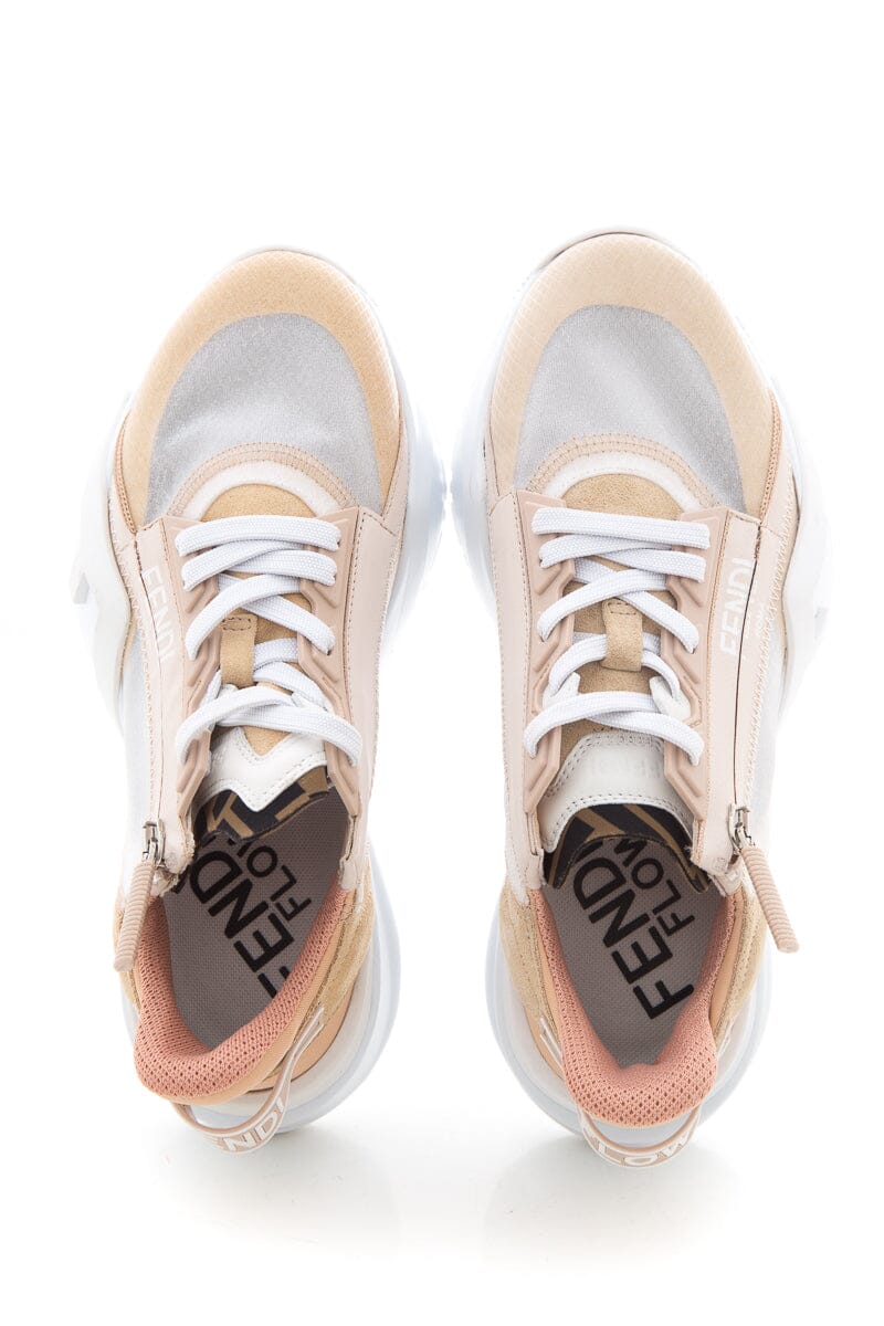 Fendi Flow Tan & Pink Sneakers SZ 37