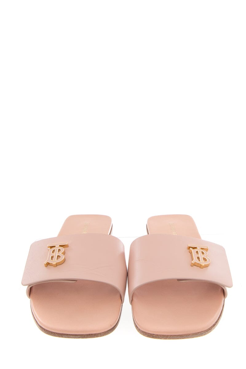 Burberry Sloane Pink Leather Slides SZ 38.5