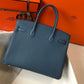 HM Birkin Blue For Women Gold-Toned Hardware 11in/30cm