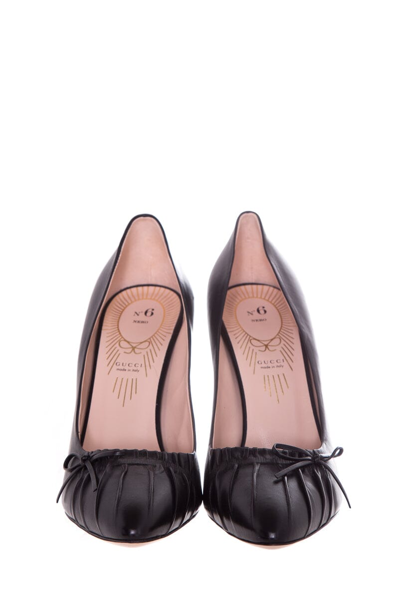 Gucci CHARLOTTE  Nappa Leather Black Heels SZ 42 NWT