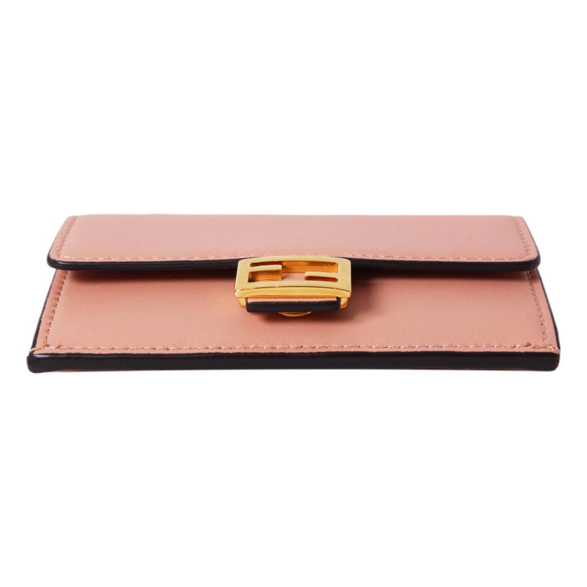 Fendi Baguette Rosa Bourbon Leather Card Holder Wallet 8M0423