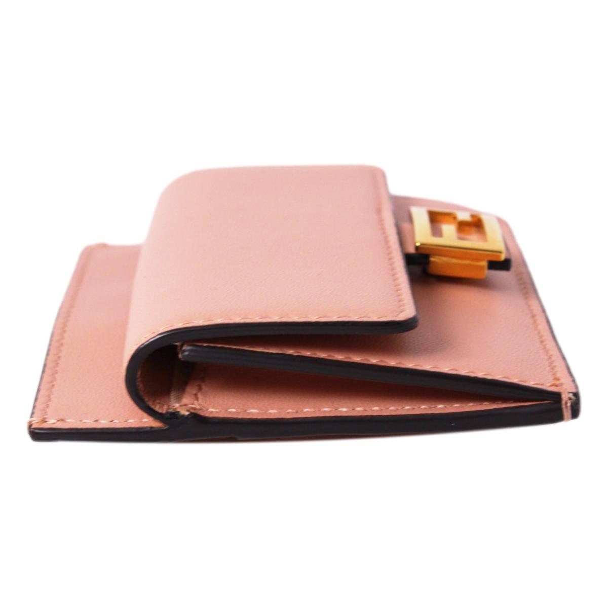 Fendi Baguette Rosa Bourbon Leather Card Holder Wallet 8M0423