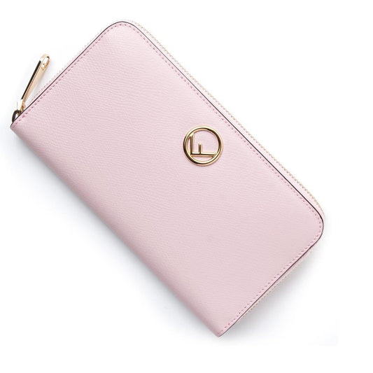 Fendi F Is Fendi Peonia Pink Calfskin Leather Zip Around Long Wallet 8M0299