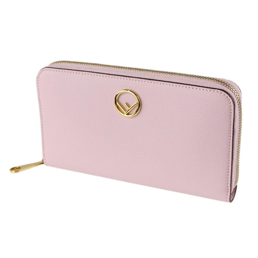 Fendi F Is Fendi Peonia Pink Calfskin Leather Zip Around Long Wallet 8M0299