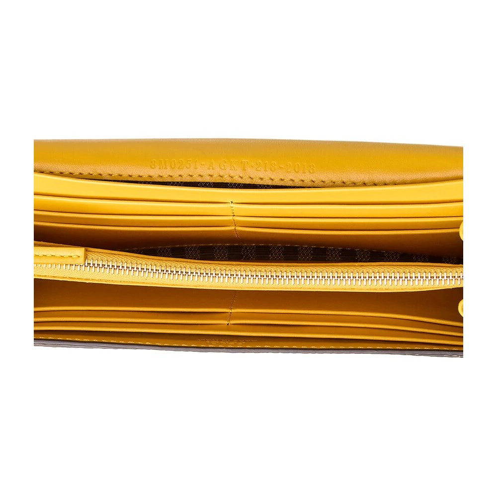 Fendi F is Fendi Yellow Leather Vertigo Print Long Wallet 8M0251