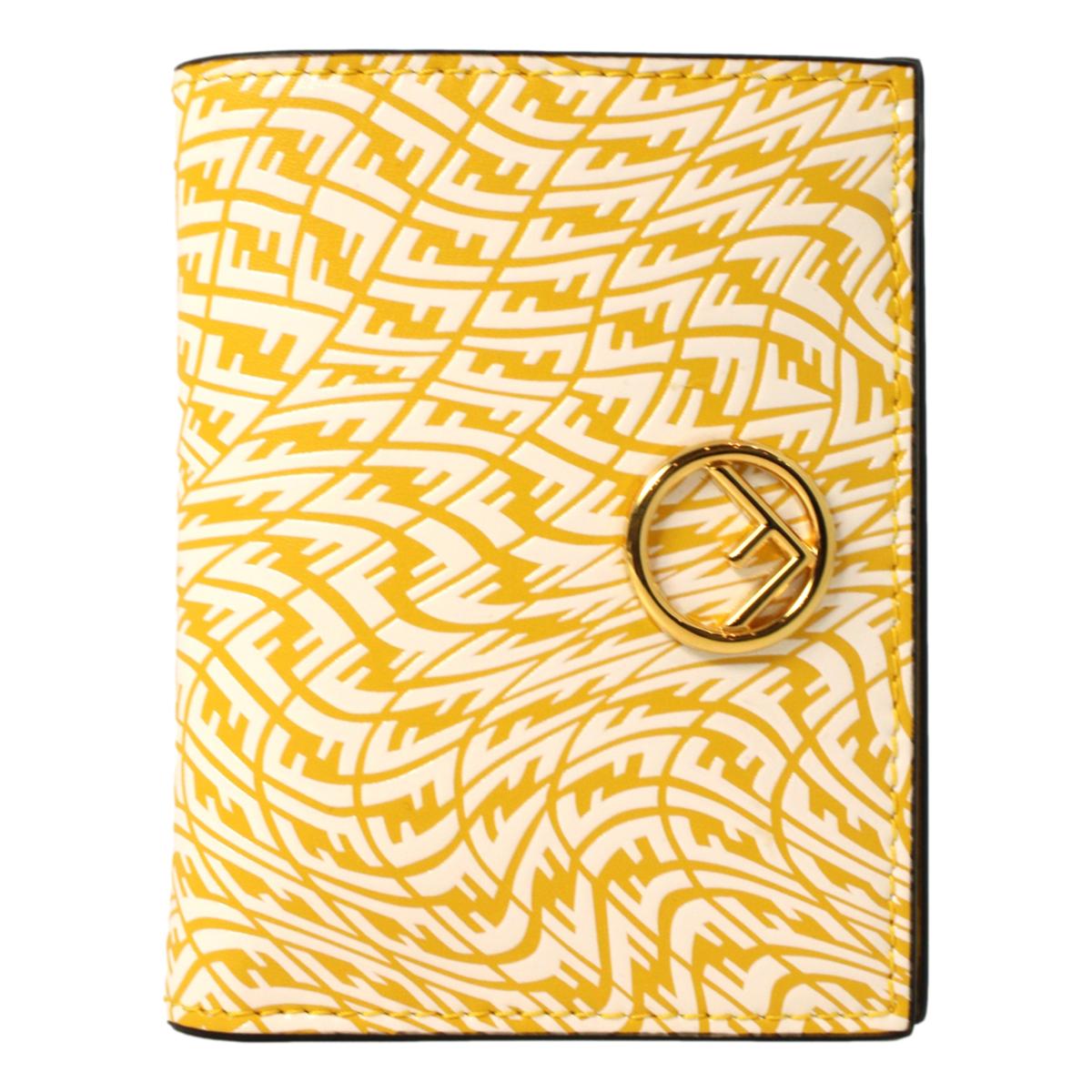 Fendi F is Fendi Yellow Leather Vertigo Print Small Wallet 8M0387