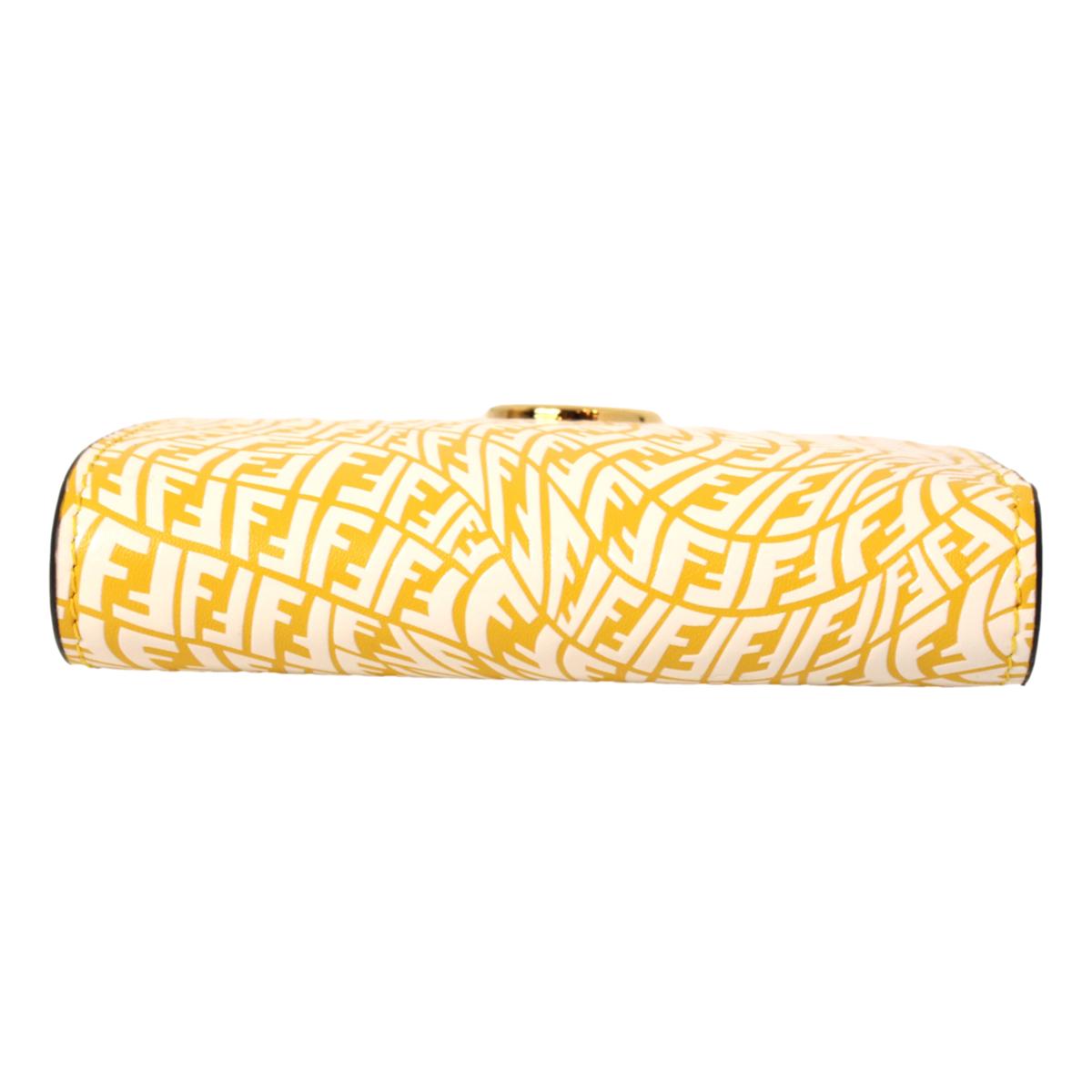 Fendi F is Fendi Yellow Leather Vertigo Print Small Wallet 8M0387