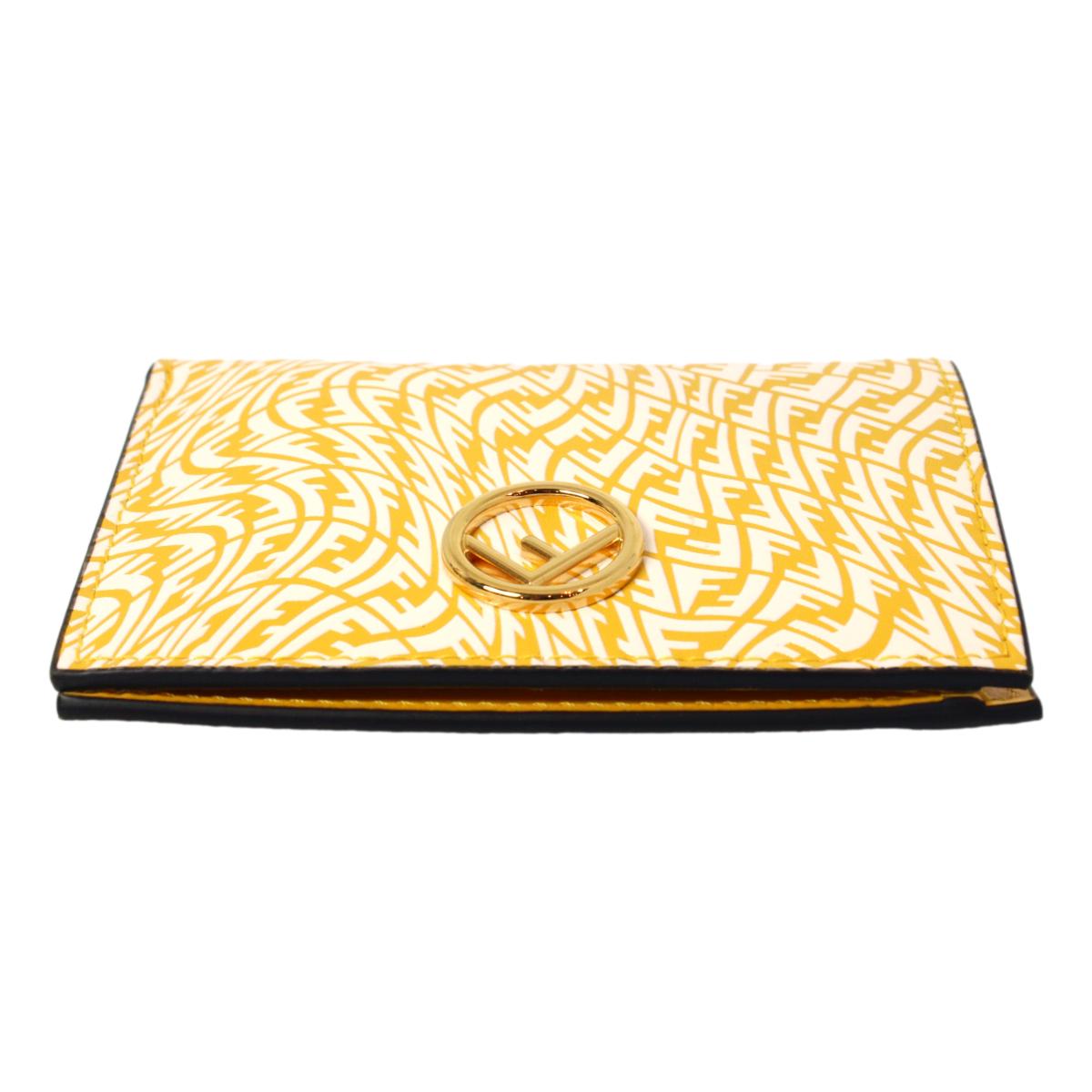 Fendi F is Fendi Yellow Leather Vertigo Print Small Wallet 8M0387