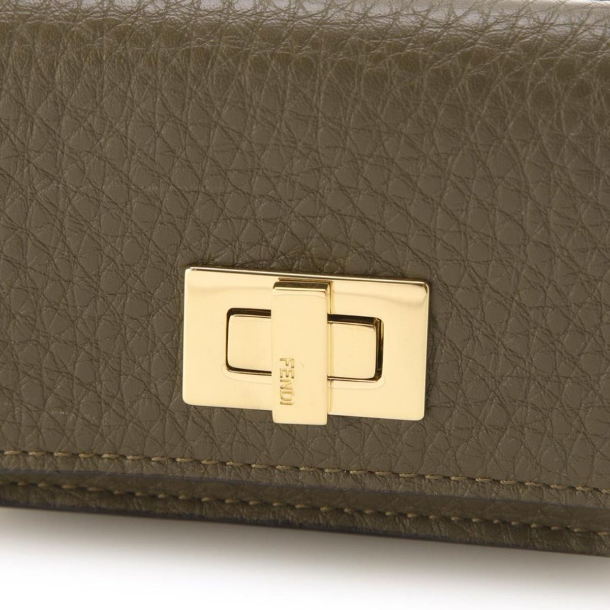 Fendi Selleria Leather Avocado Green Micro Trifold Wallet 8M0426