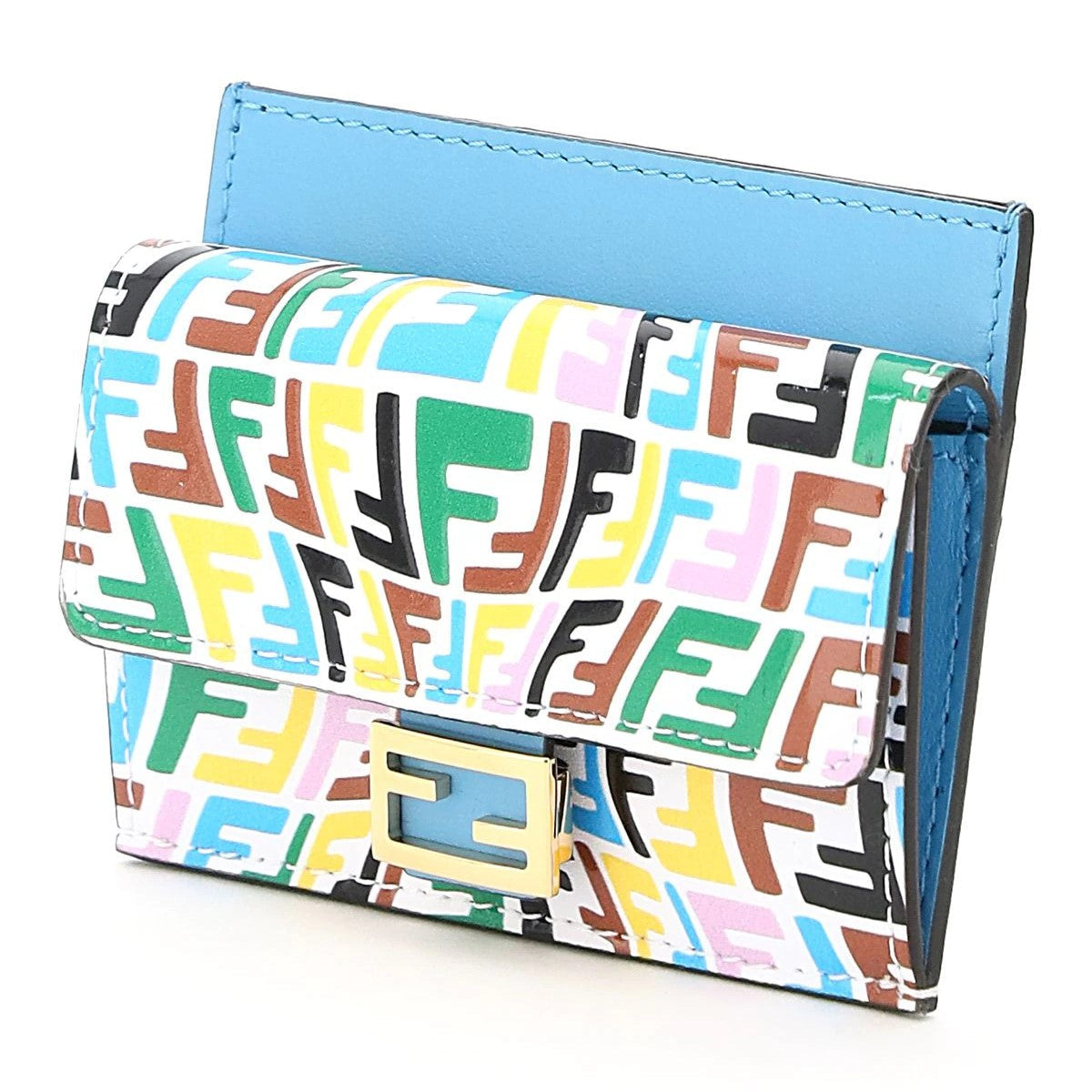 Fendi Vertigo Baguette Multicolor Leather Card Holder Wallet 8M0423