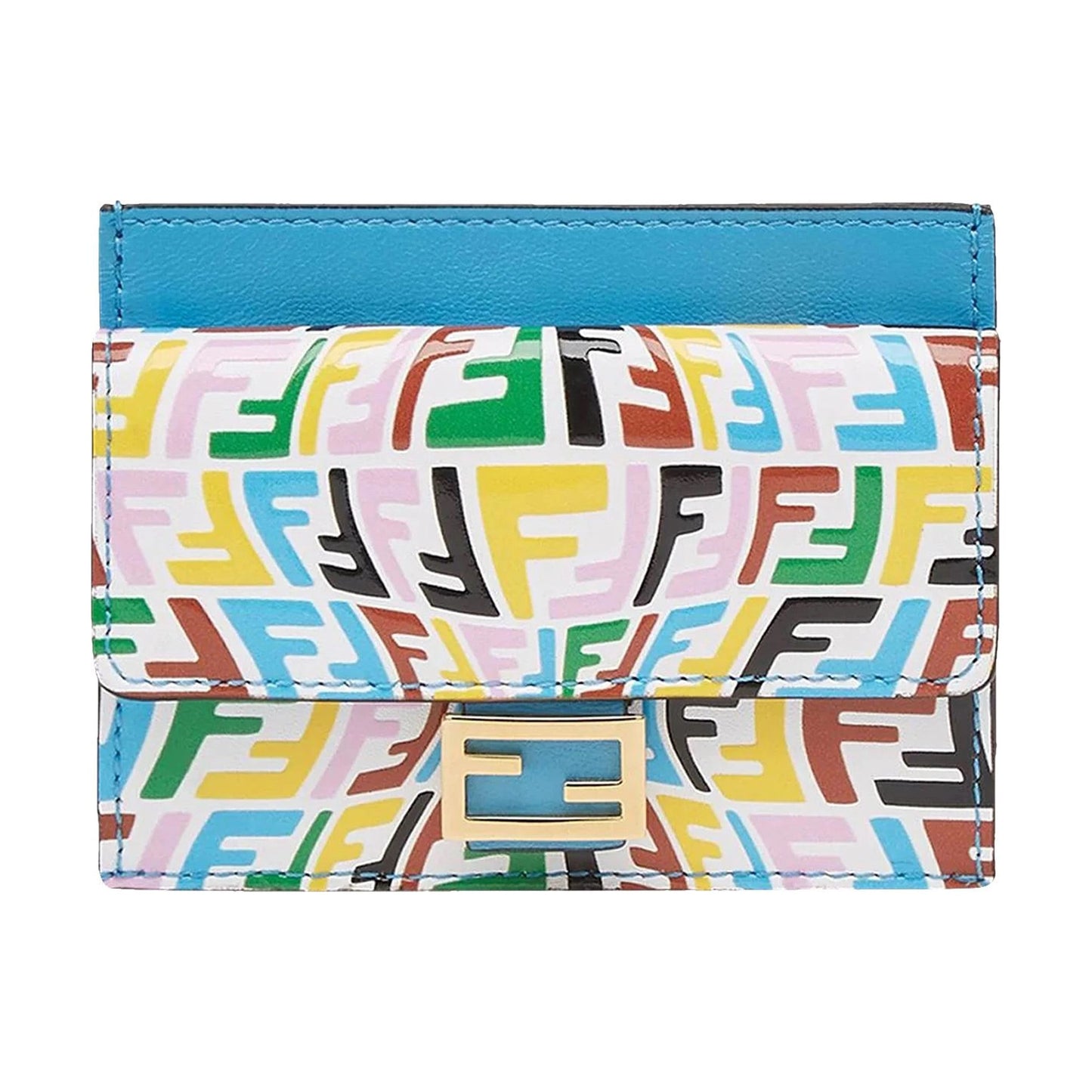 Fendi Vertigo Baguette Multicolor Leather Card Holder Wallet 8M0423