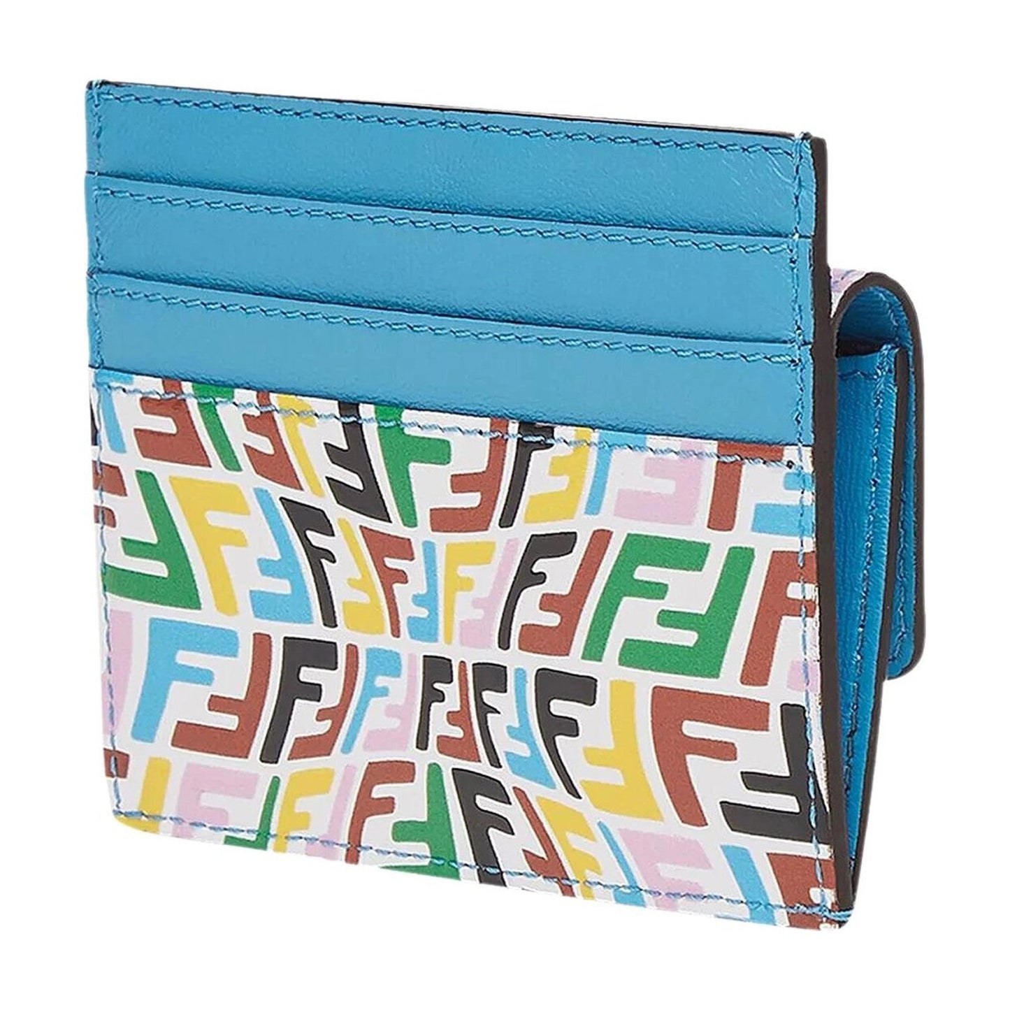 Fendi Vertigo Baguette Multicolor Leather Card Holder Wallet 8M0423